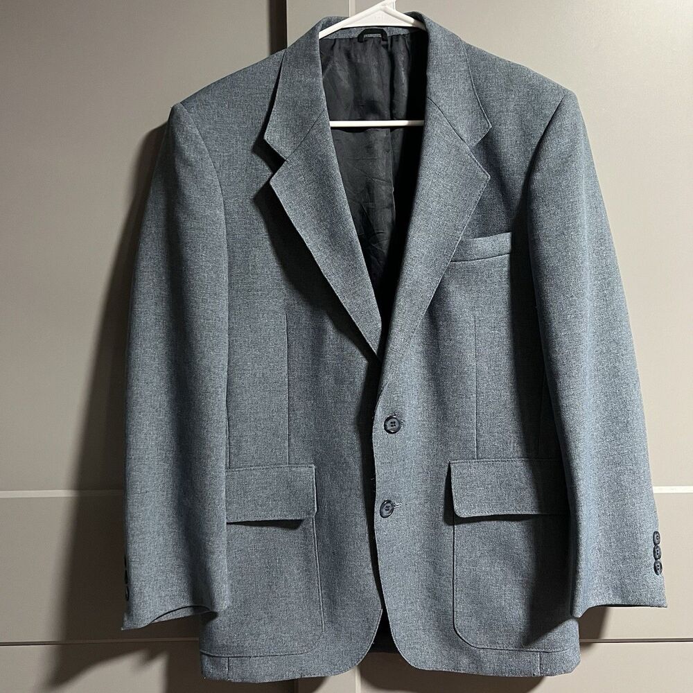 Levi’s Action Suit Men Two Button Blazer Sports Coat Blue 38S *Stained*
